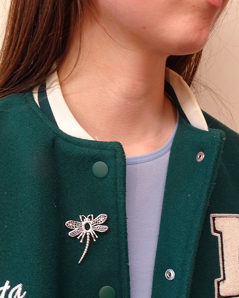 Silver Dragonfly Brooch Mount For 8x6 Stone