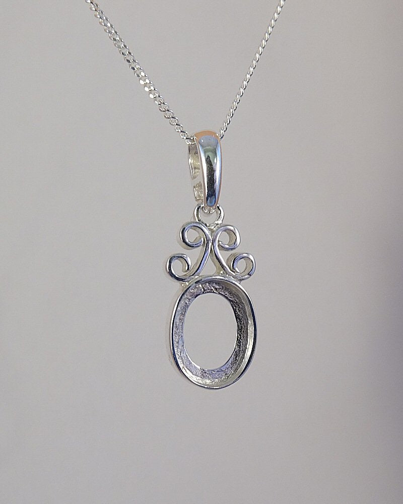 Simple Silver 925 Pendant Mount With Scroll Top