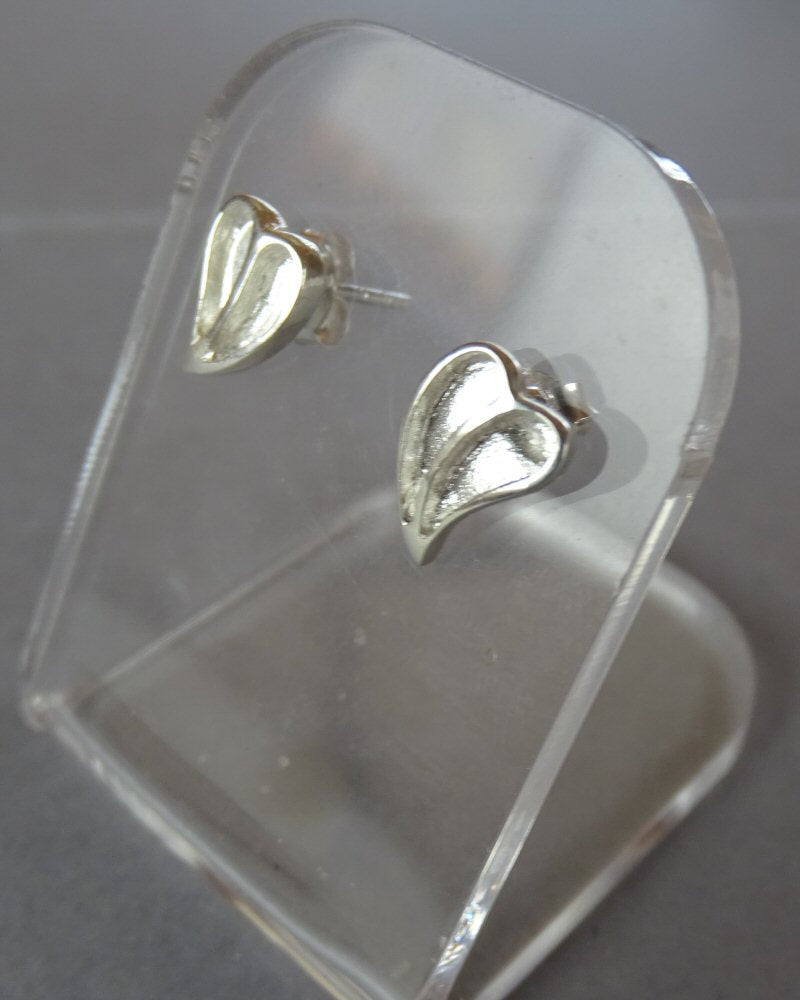 Solid Silver Split Heart stud earrings suitable for resin etc