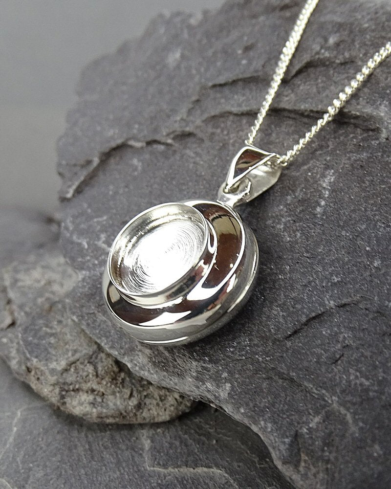 Silver Locket SettingTo Fit 9mm Round Cabochon Or Resin