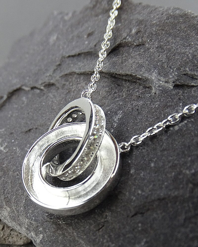 Stunning silver 925 double disc pendant for resin with cz