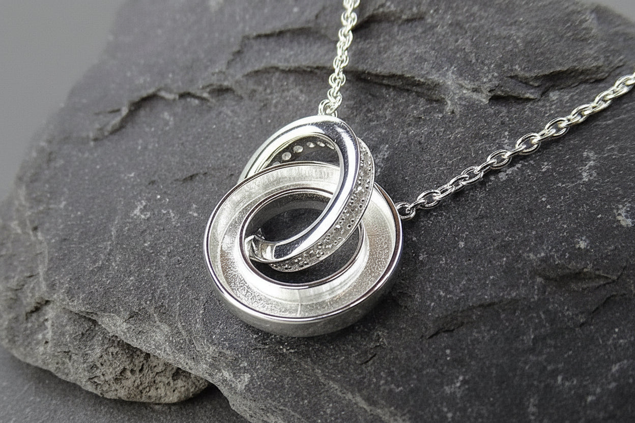 Stunning silver 925 double disc pendant for resin with cz