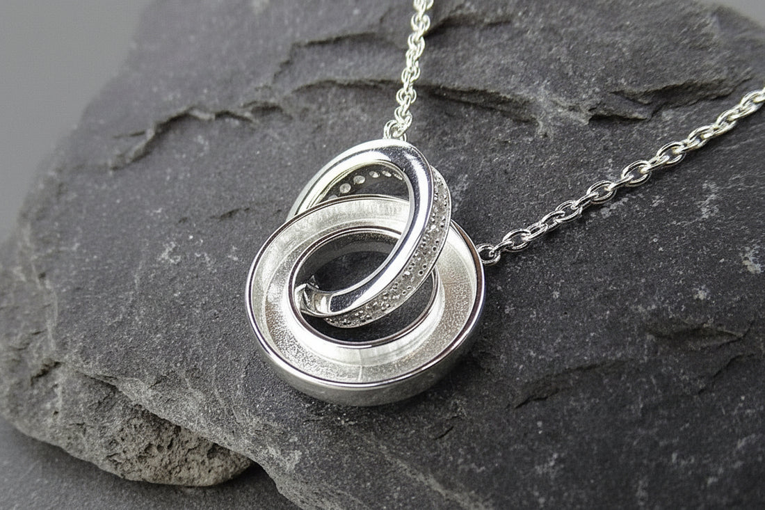 Stunning silver 925 double disc pendant for resin with cz