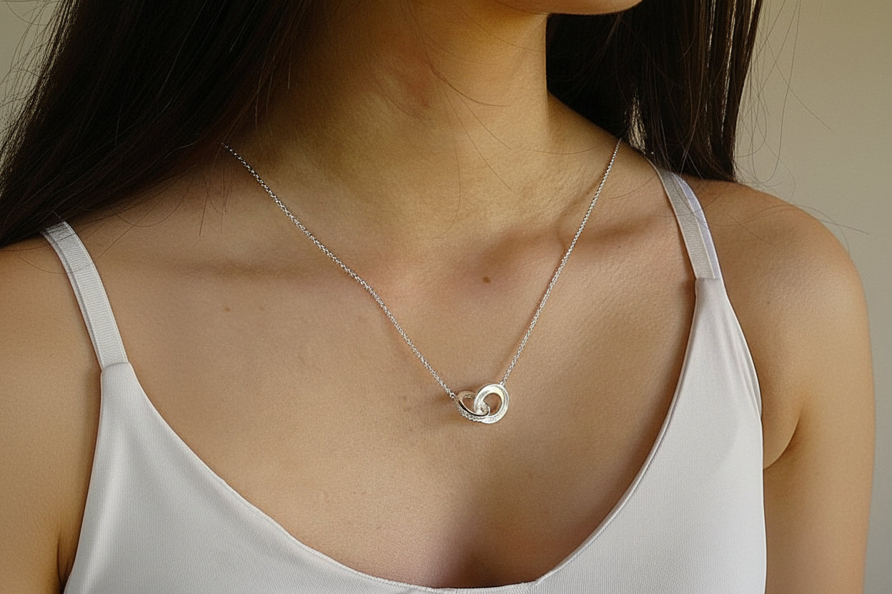 Stunning silver 925 double disc pendant for resin with cz