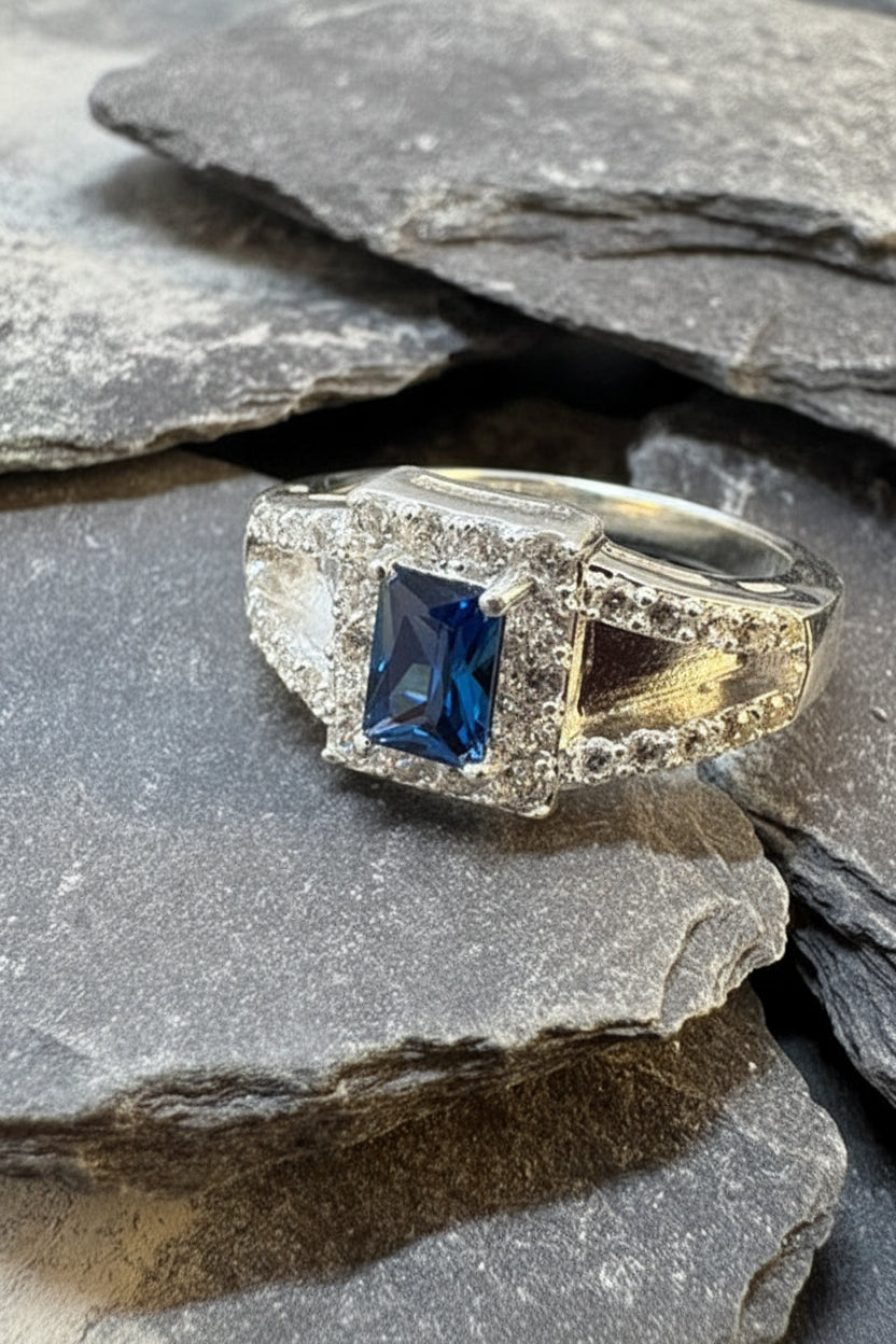Solid Silver Ring With CZ Stones Made specially For Resin