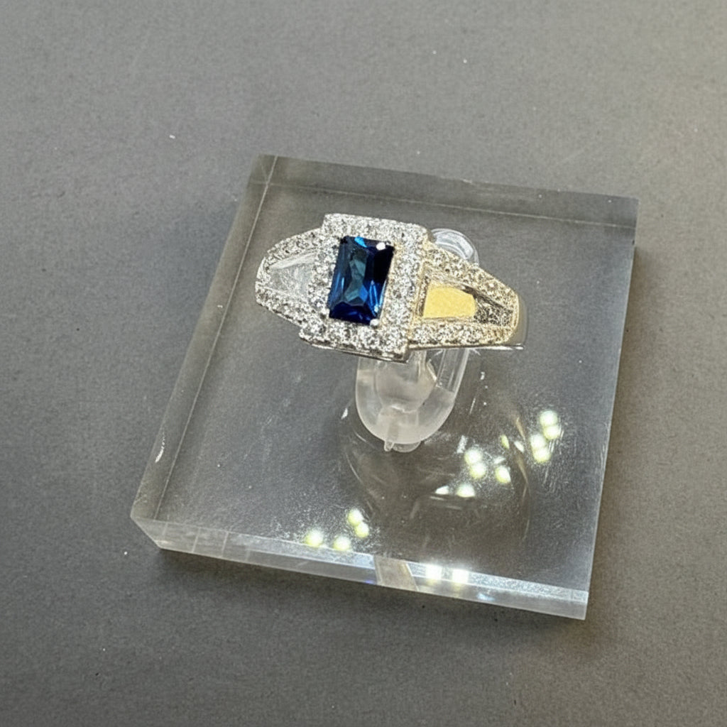 Solid Silver Ring With CZ Stones Made specially For Resin