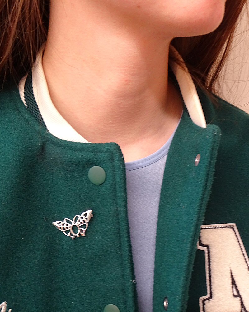 Silver Butterfly Brooch Setting For 8x6 Cabochon