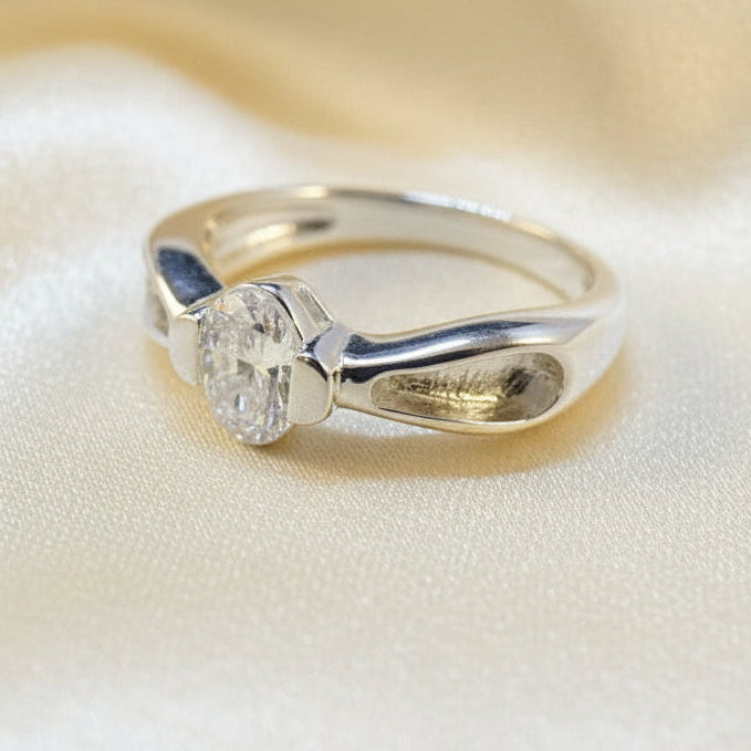 Stunning Silver Solitaire Ring With Shoulder Channel For Resin