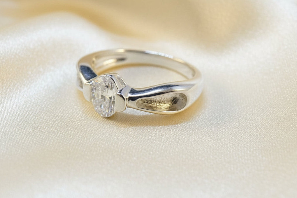 Stunning Silver Solitaire Ring With Shoulder Channel For Resin