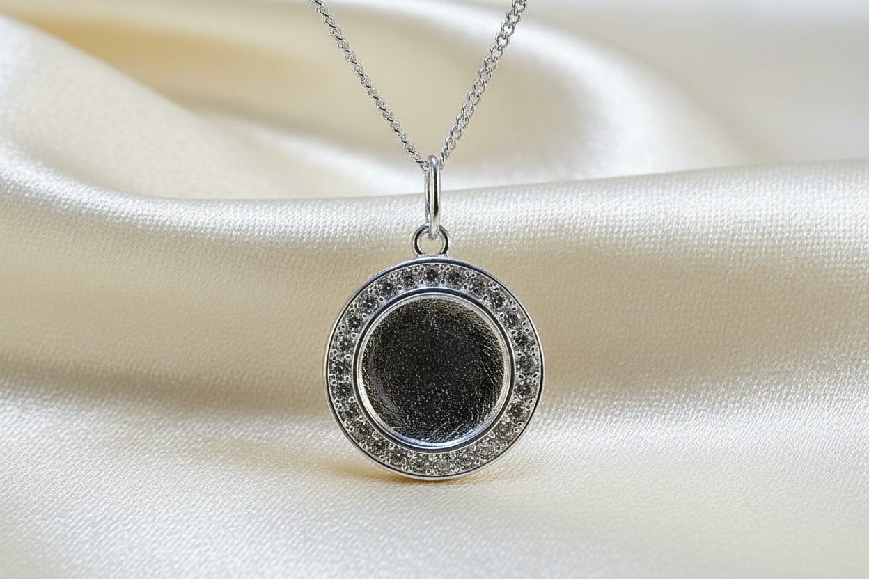 Solid Silver And CZ Locket suitable for cabochons or Resin