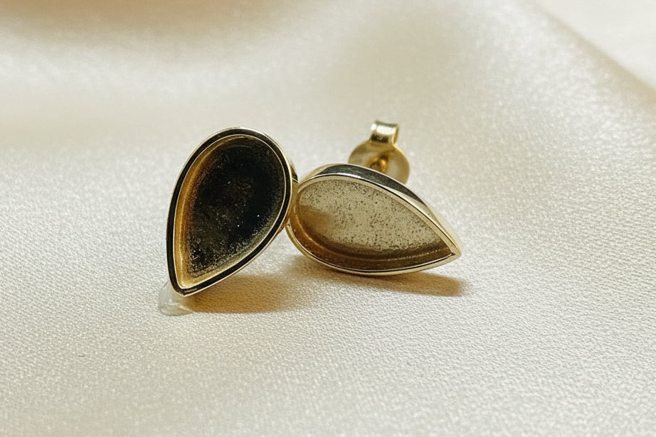 9CT Gold Pear Shape Stud Earring Settings To Fit approx 10x7