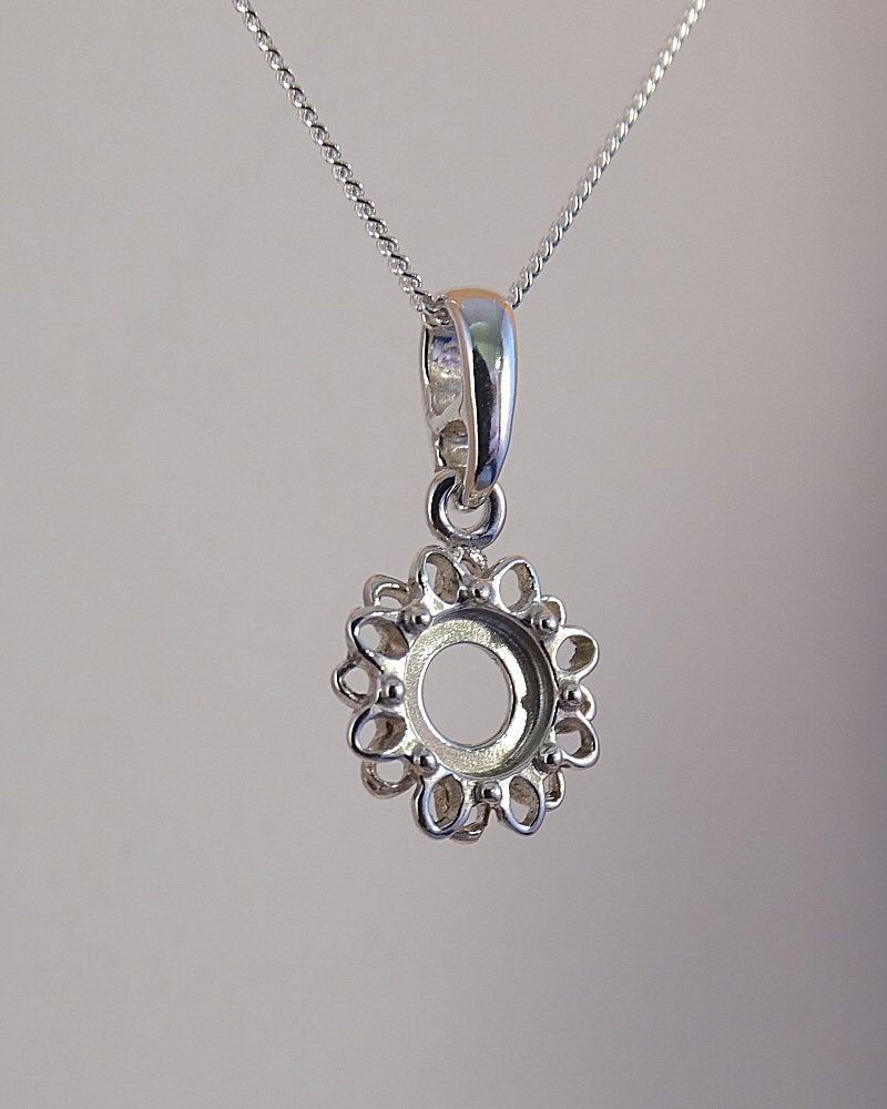 Silver Pendant Mount To Fit A 6MM Cabochon