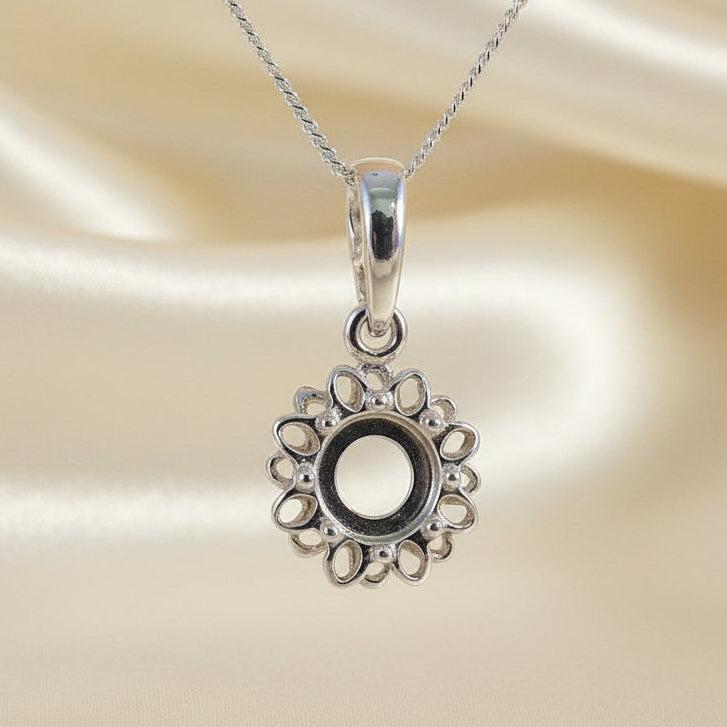 Silver Pendant Mount To Fit A 6MM Cabochon