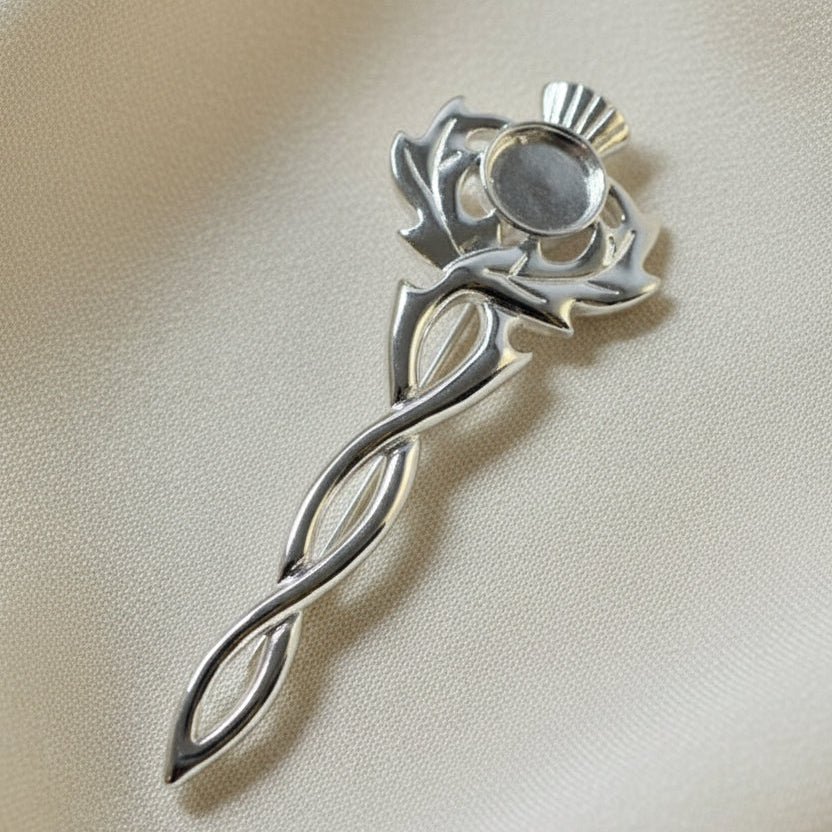 Solid Silver Kilt Pin With Thistle Design