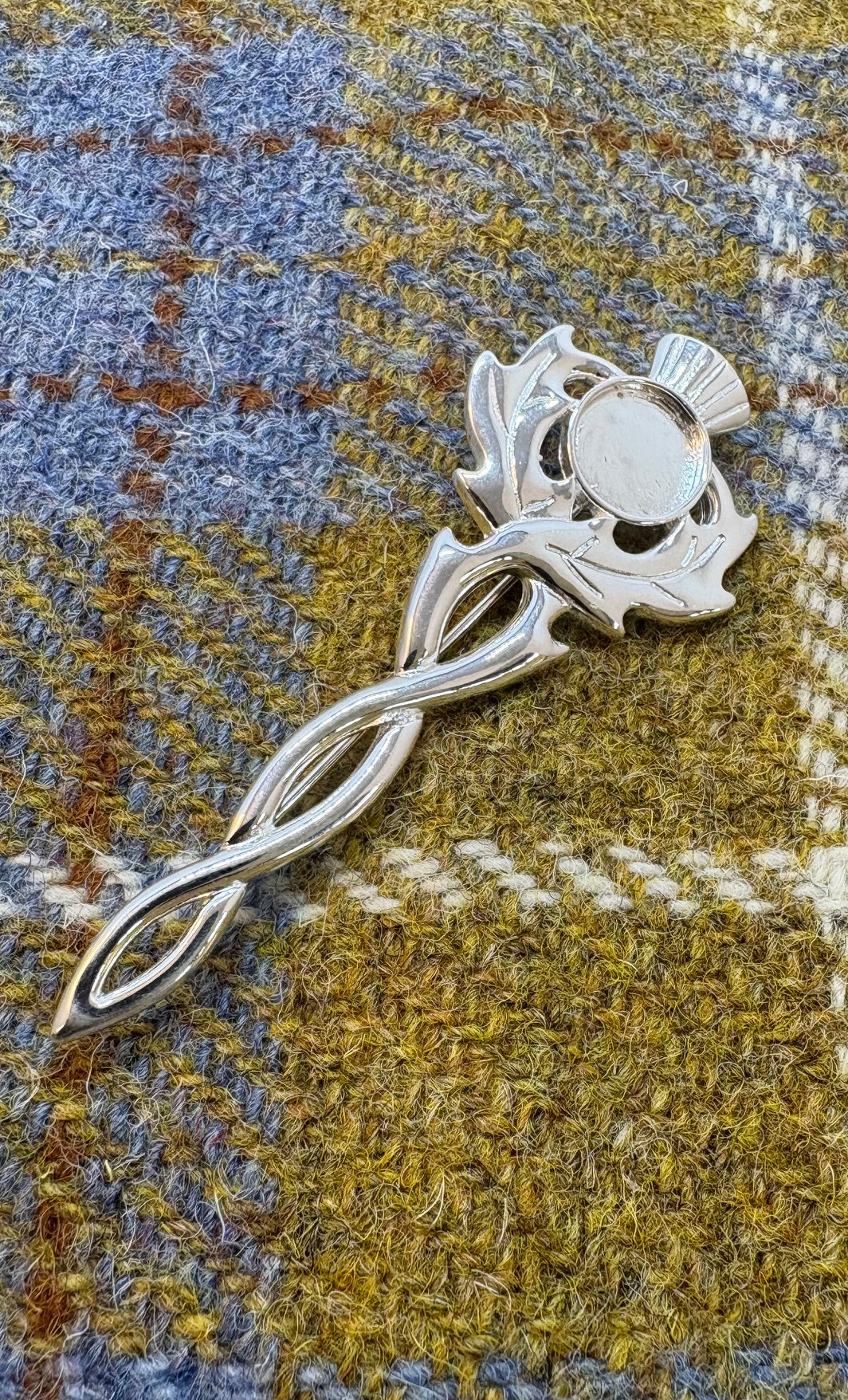 Solid Silver Kilt Pin With Thistle Design