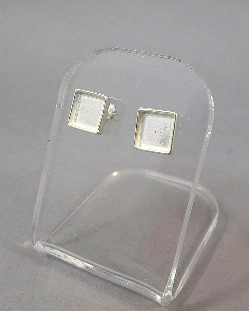 Square Silver Earring Setting Approx 6mm