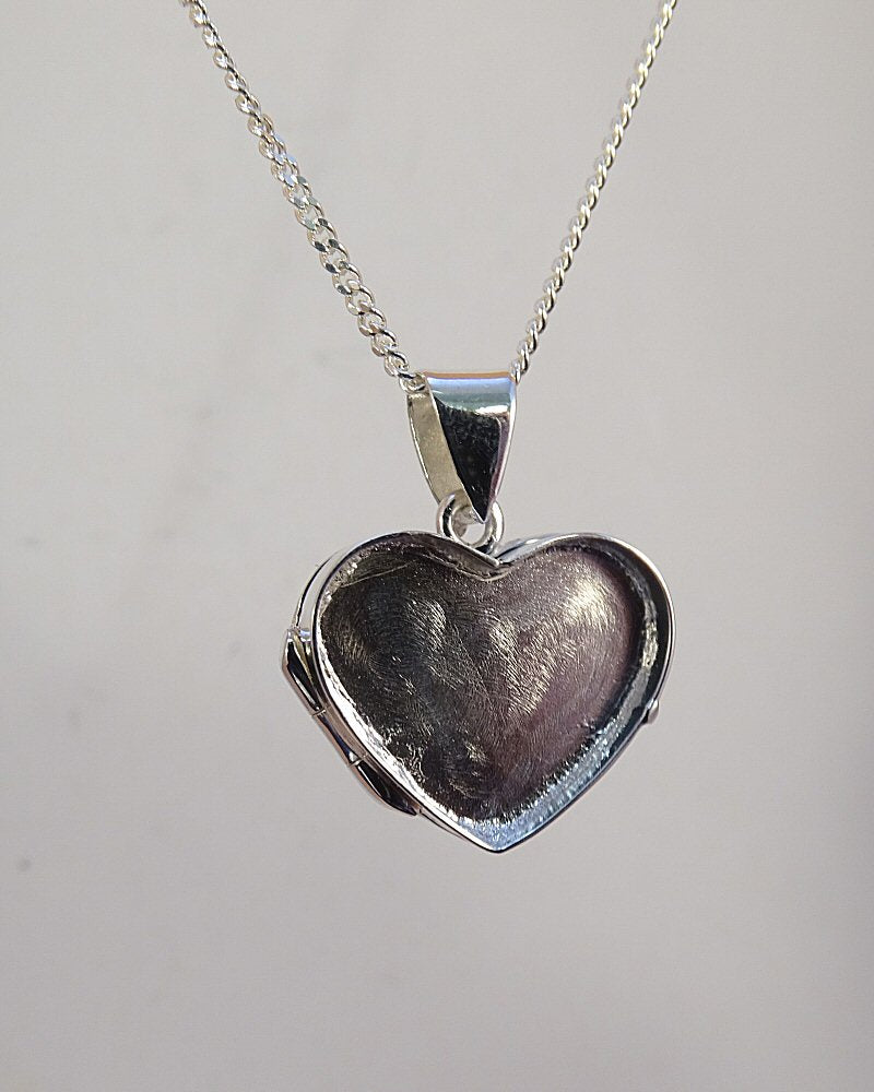 small silver heart locket for resin or stone