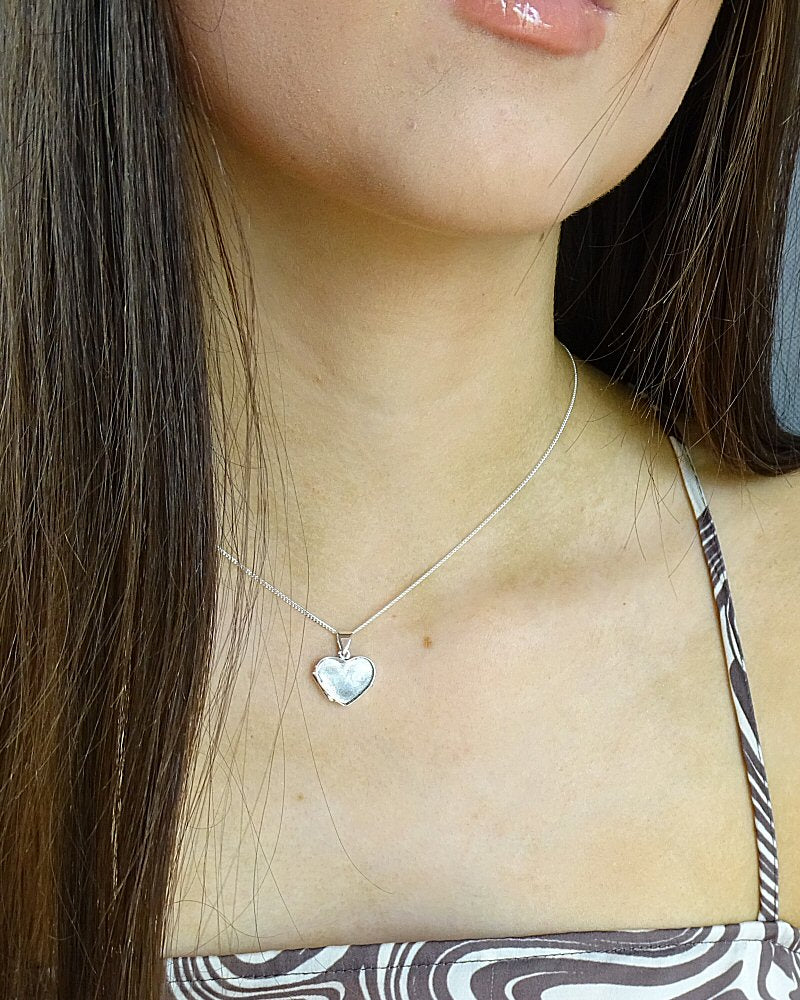 Solid Back Silver Heart Locket for Ashes Memorial Pendant