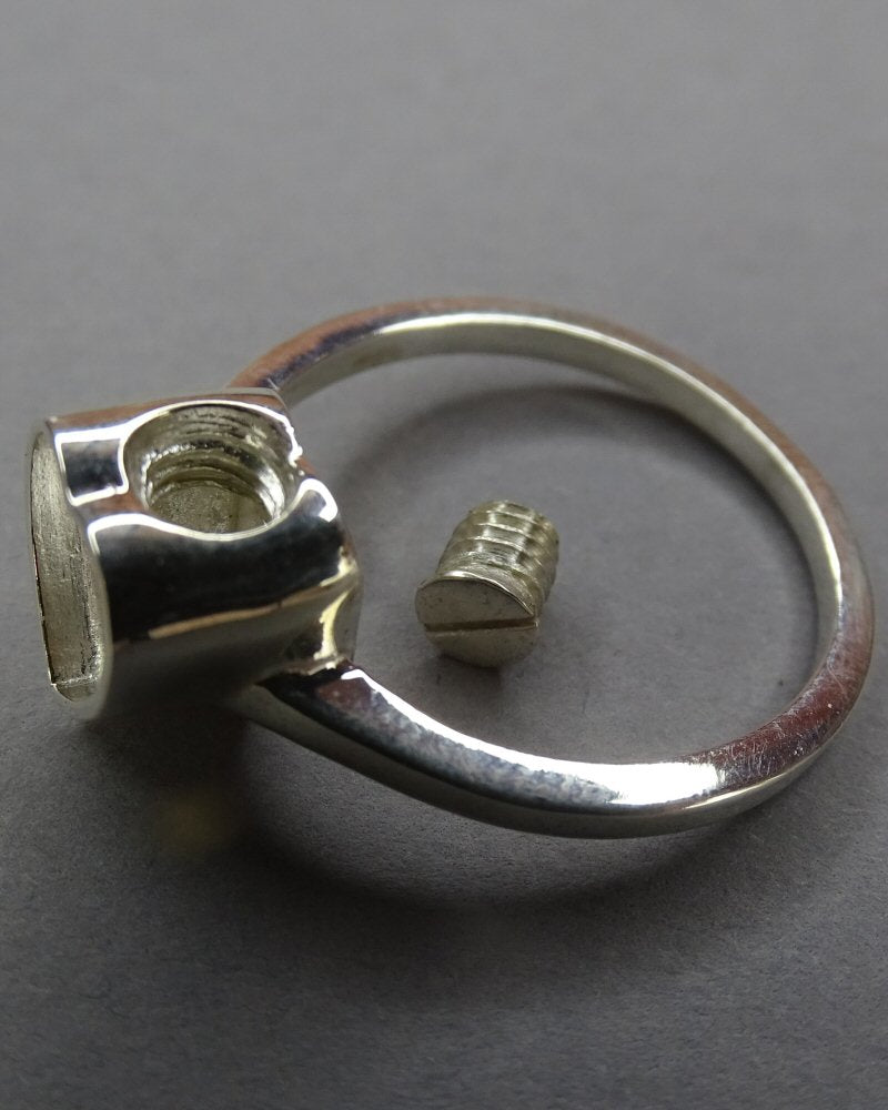 Solid Silver Self Fill Ashes Ring With Heart Top Suitable For Resin