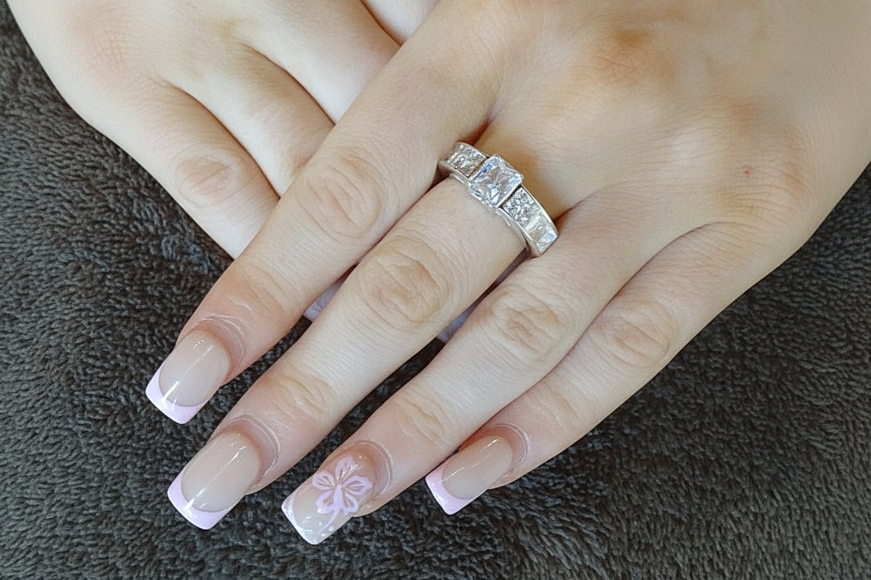 Silver 3 Stone CZ Ring With Shoulders For Resin