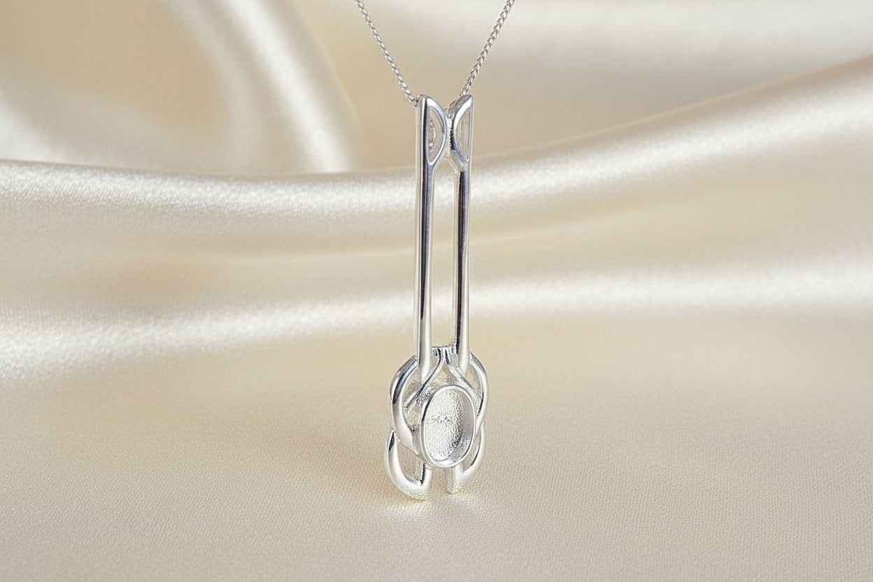 long silver celtc design silver pendant setting