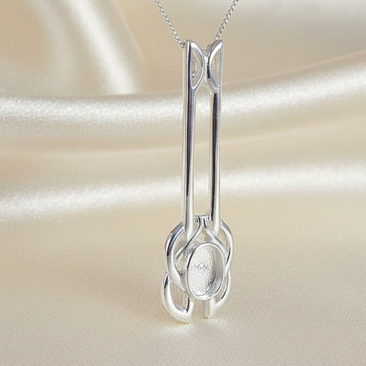 long silver celtc design silver pendant setting