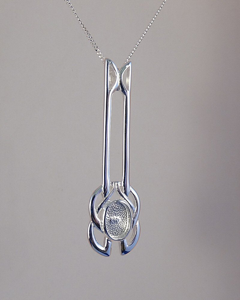 Silver Celtic Pendant Setting For 8x6 Cabochon