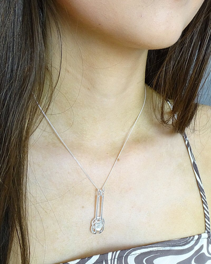 Silver Celtic Pendant Setting For 8x6 Cabochon