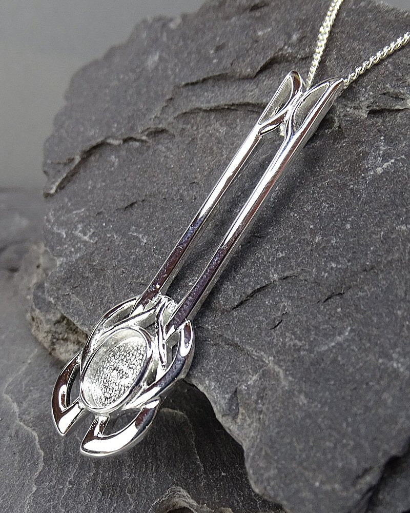 Silver Celtic Pendant Setting For 8x6 Cabochon