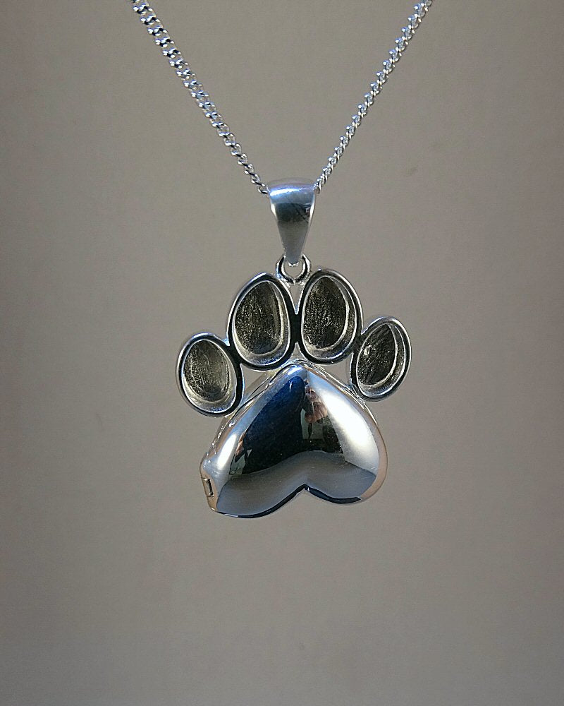 Solid Solid Silver Dog Paw Locket Suitable for Resin