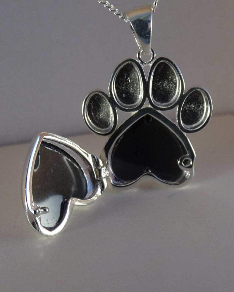 Solid Solid Silver Dog Paw Locket Suitable for Resin