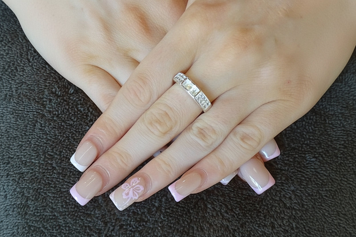 Silver Band Ring With Channel for Resin and sparking cz stones