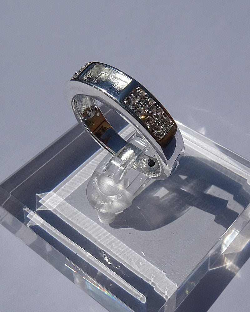 Silver Band Ring With Channel for Resin and sparking cz stones