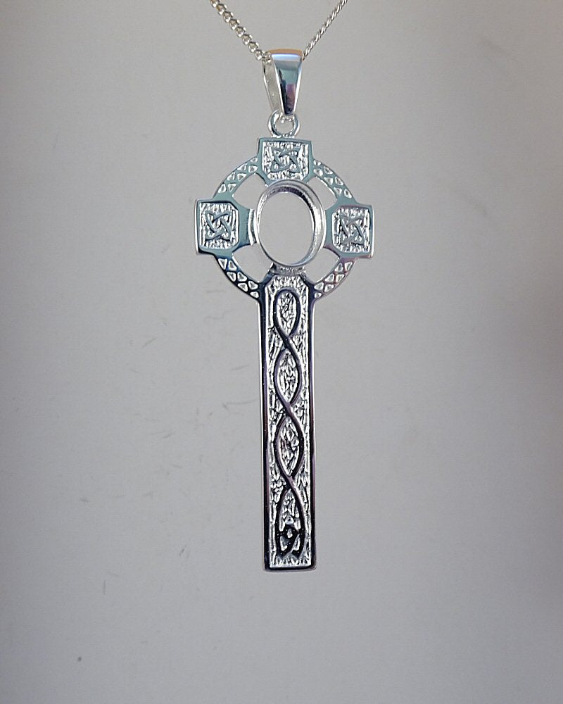 Unset Silver Celtic Cross Ready To Fit A 8x6mm Cabochon
