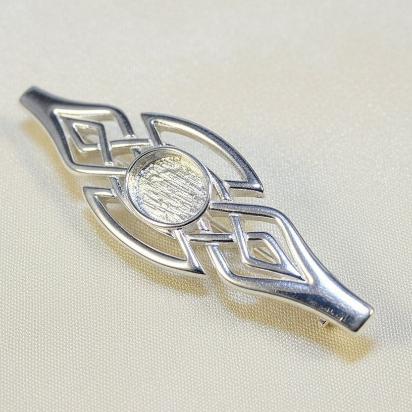 Solid Silver Celtic Style Brooch to fit 8x6 Cabochon Or Resin
