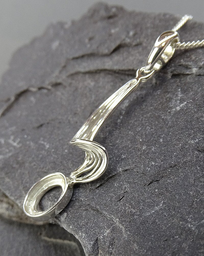 Silver Drop Pendant Mount To Fit 8x6 Cabochon