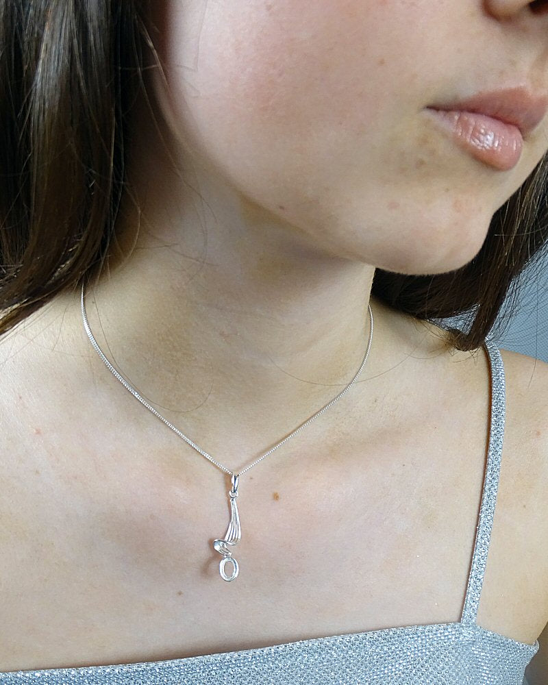 Silver Drop Pendant Mount To Fit 8x6 Cabochon