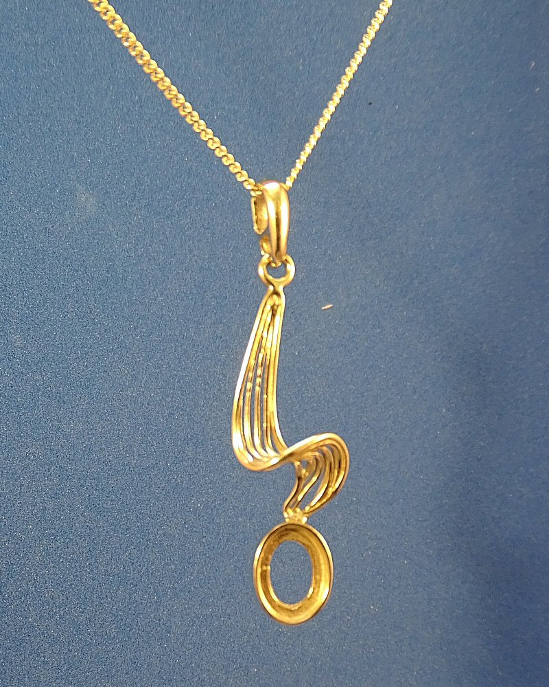 Solid Gold Wave Pendant To Fit 8x6