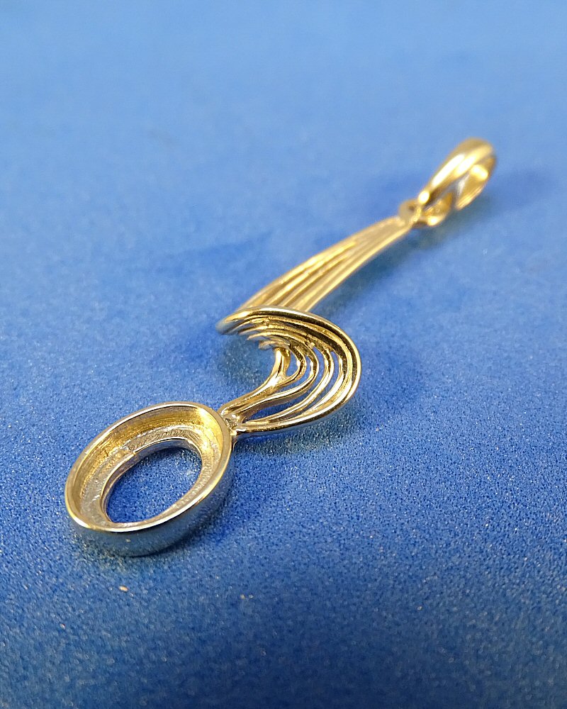 Solid Gold Wave Pendant To Fit 8x6