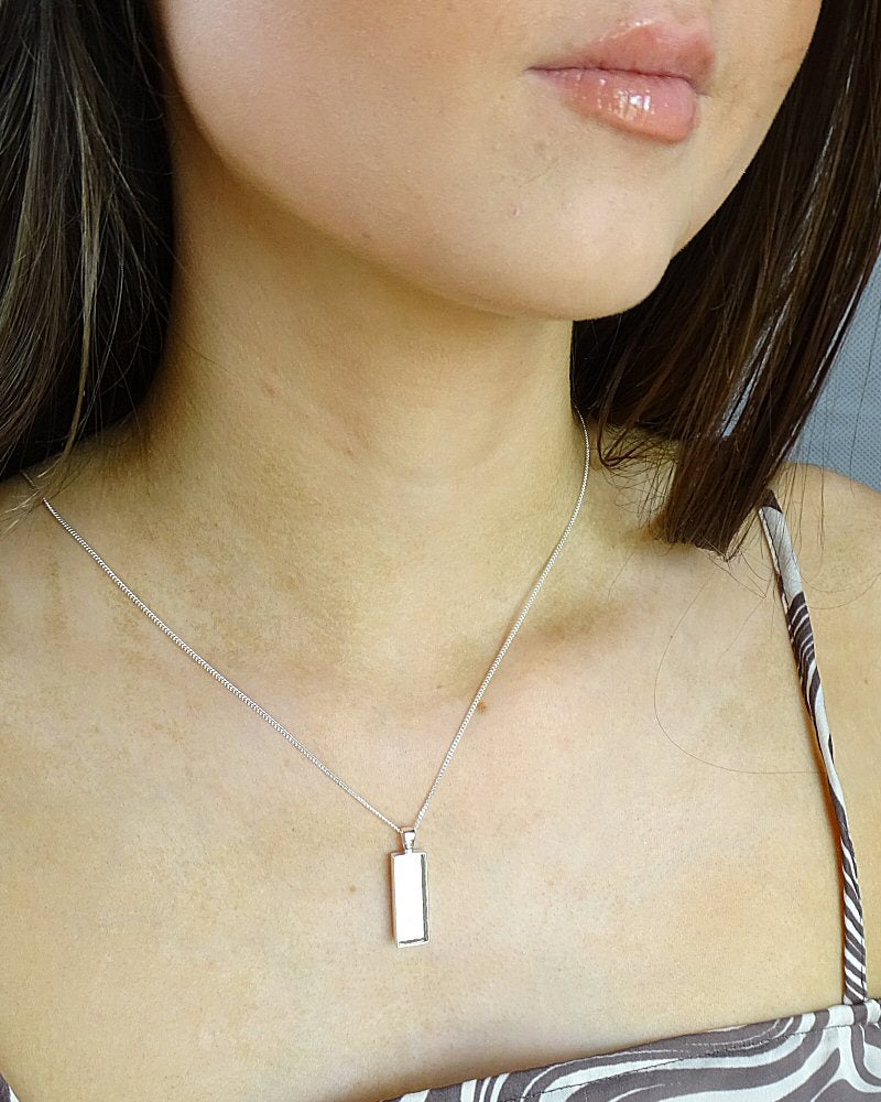 Silver Oblong Solid Back Pendant Setting For Your Own Stones