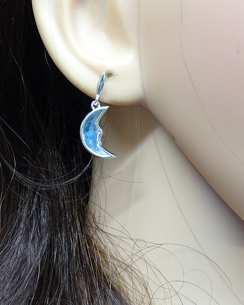 Solid Silver Moon Drop Earrings Mounts Suitable for Resin