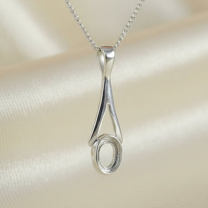 dainty silver pendant to fit 6x4 cabochon
