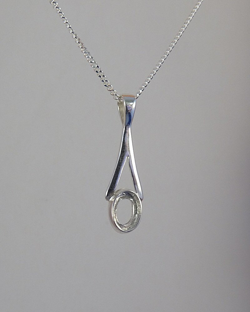 dainty silver pendant to fit 6x4 cabochon