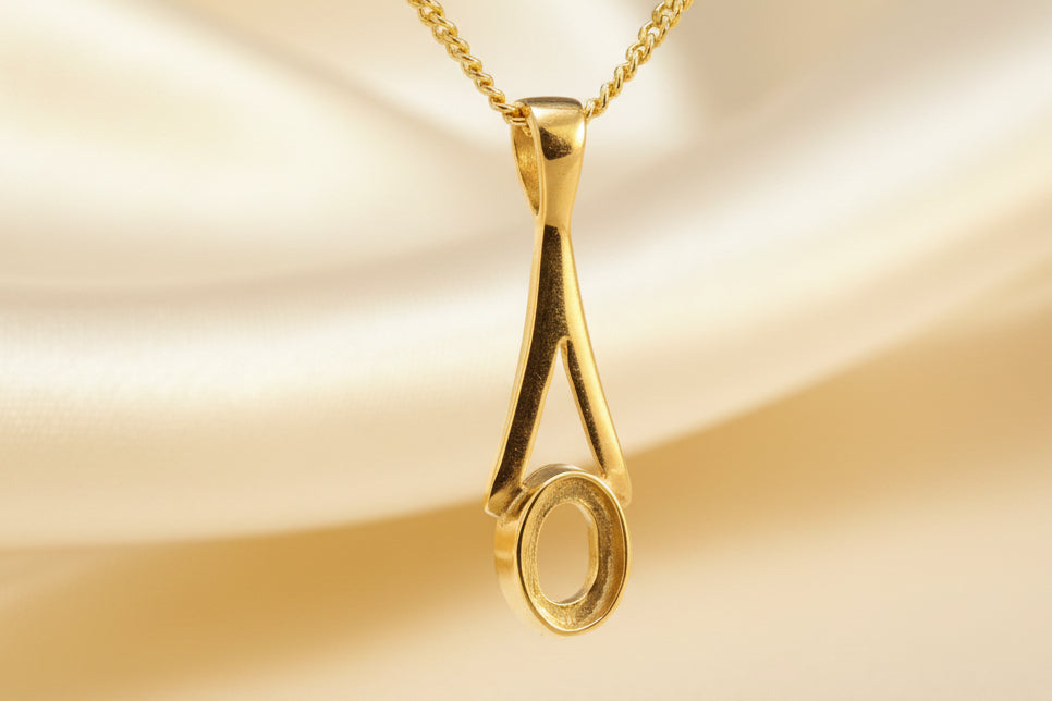 Solid Gold Pendant to fit 6x4 cabochon