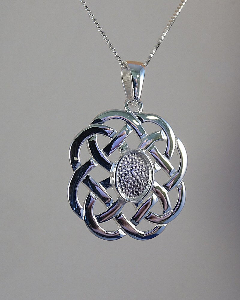 silver cltic knot pendant for cabochon