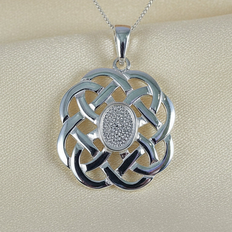 silver cltic knot pendant for cabochon