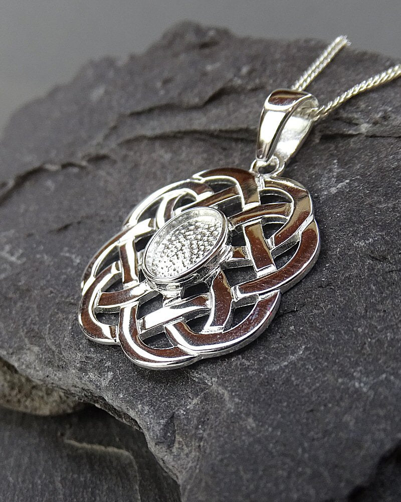 Silver Celtic knot Style Pendant Setting For 8x6 Stone