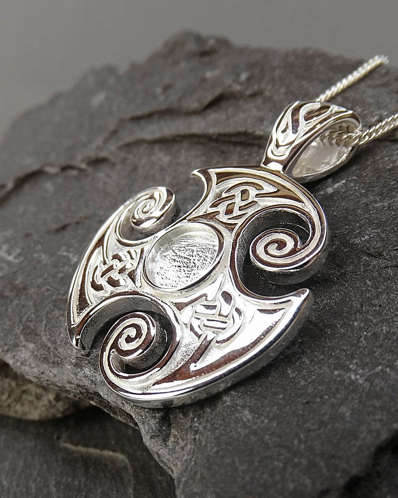 Solid Silver Viking Style Pendant Suitable For 6mm Cabochons Or Resin