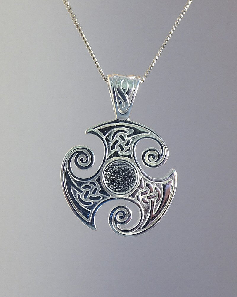 silver Viking style pendant for cabochon or resin