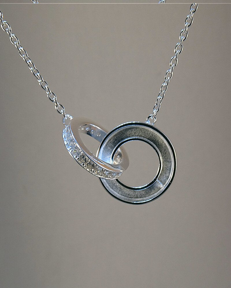 Stunning silver 925 double disc pendant for resin with cz